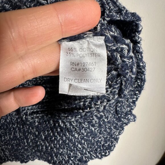 Wildfox Nancy Oxford Distressed Sweater Size Small Rib-Knit V Neck Navy Blue - Picture 7 of 8